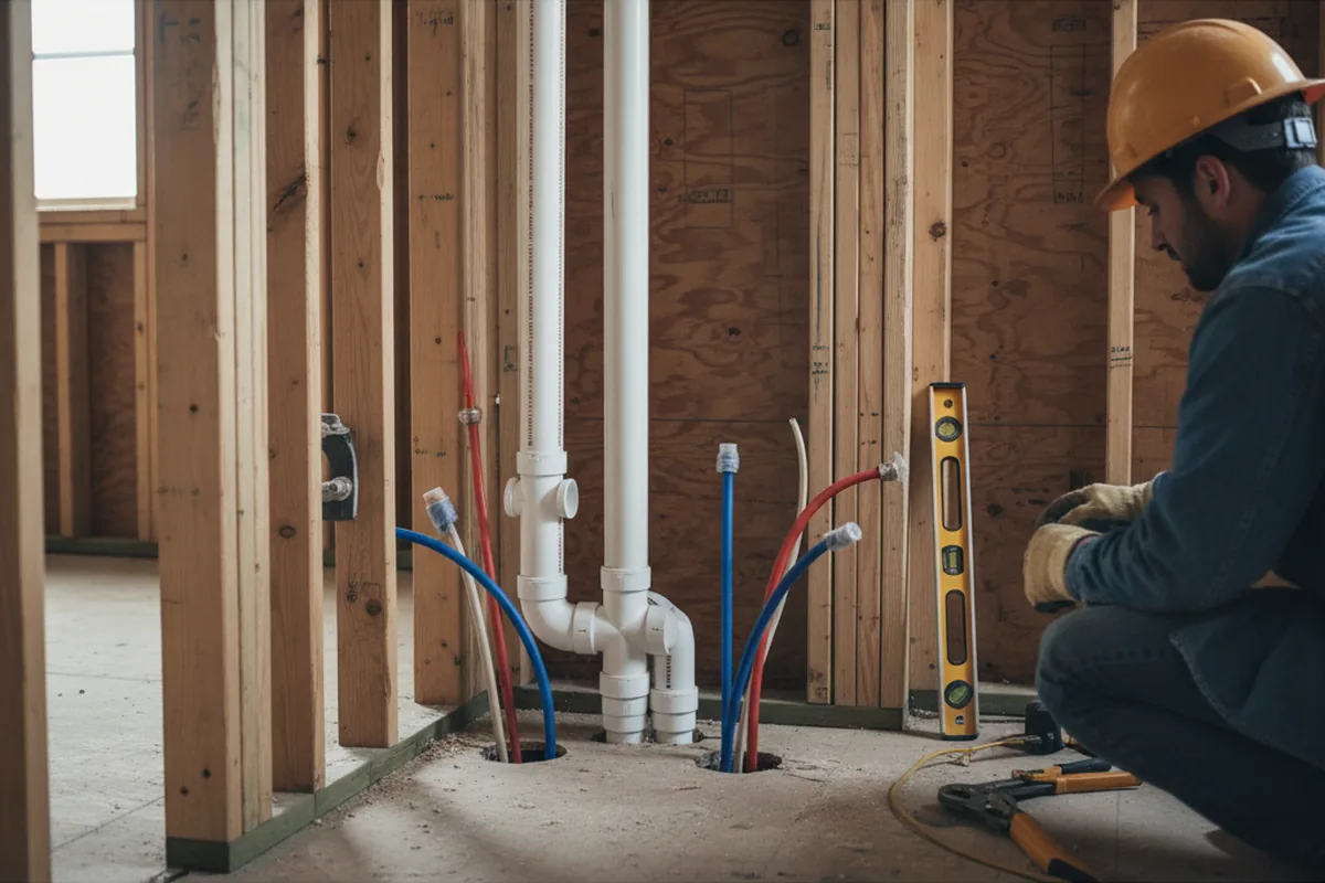 Drain and supply rough-in during Garbage Disposal Repair in Mount Kisco